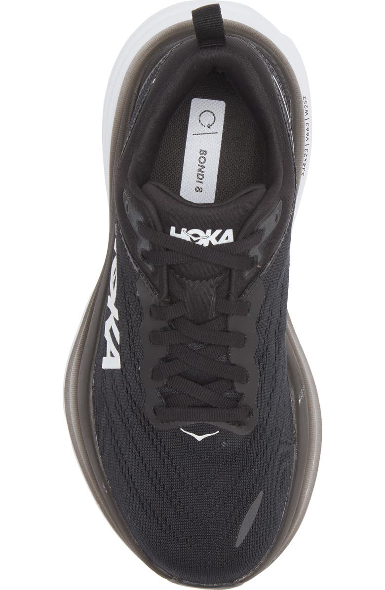 HOKA Bondi 8 Running Shoe, Alternate, color, Black / White