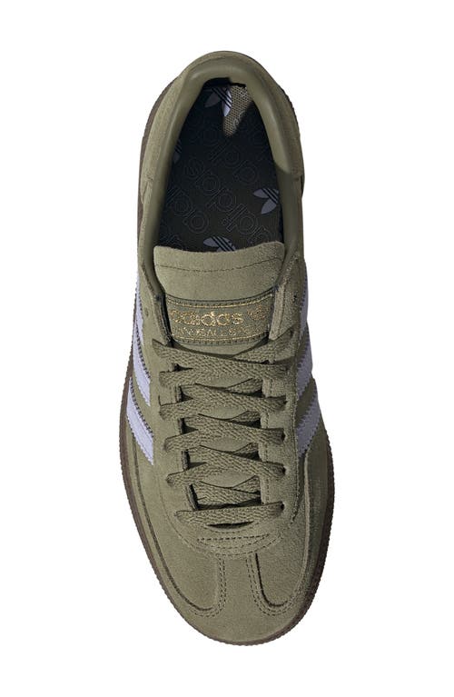 Adidas Originals Womens Adidas Handball Spezial Suede Low-top Trainers In Focus Olive/violet Tone/gum