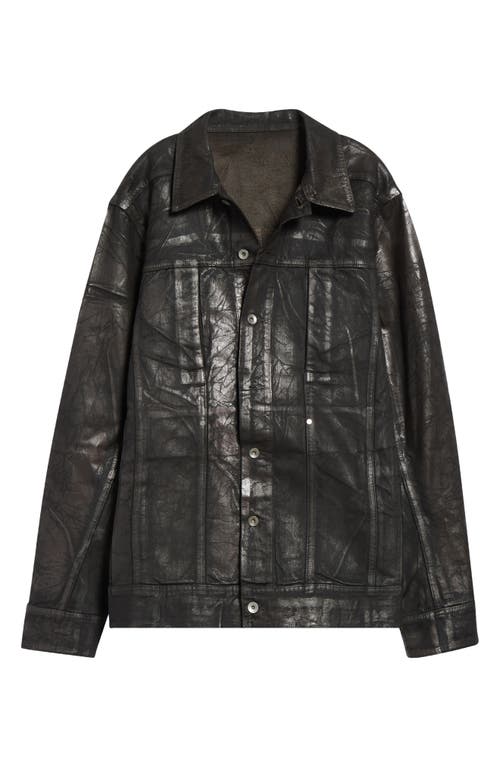 Rick Owens Drkshdw Lido Worker Coated Denim Jacket In Black