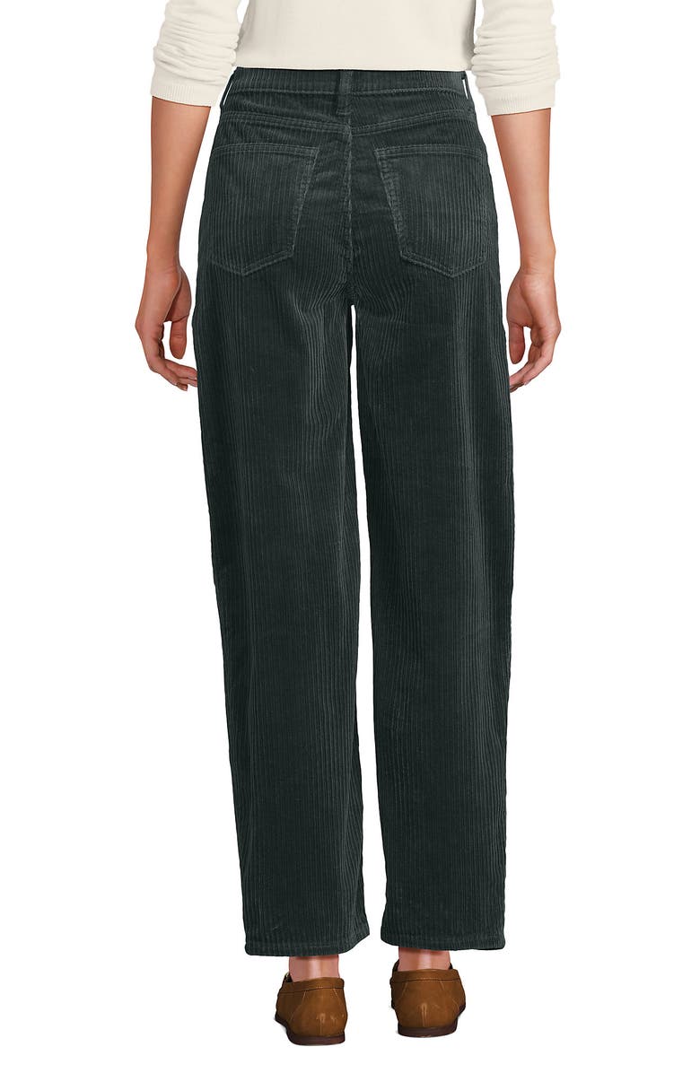 Lands' End Corduroy High Rise Barrel Leg Ankle Pants, Alternate, color, Evening Forest
