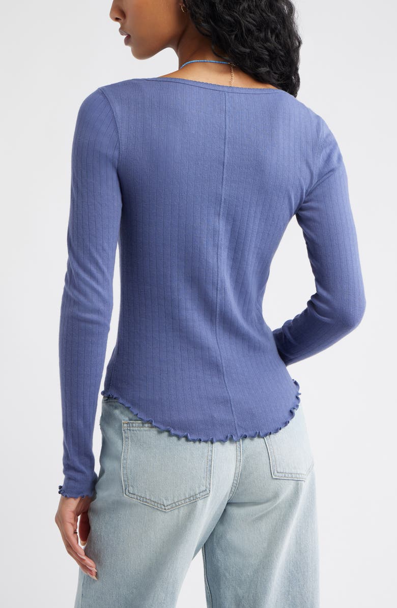BP. Cotton Blend Pointelle Henley Top, Alternate, color, Blue Indigo