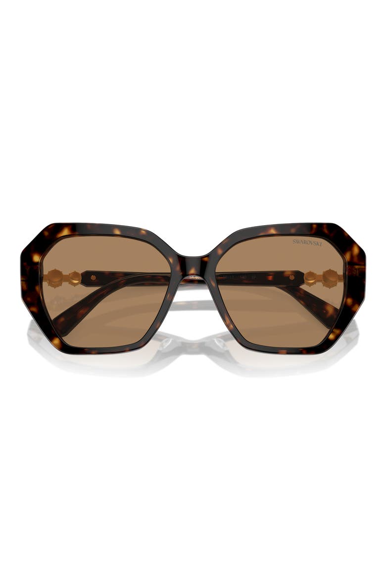 56mm Constella Round Sunglasses, Alternate, color, DARK HAVANA