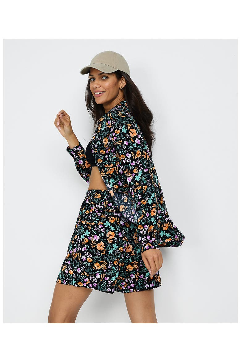 Creaseless High Rise 7" Shorts, Alternate, color, Black Large Watercolor Floral