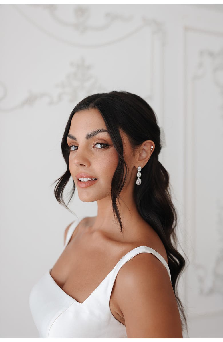 Untamed Petals Dynasty Crystal Drop Earrings, Alternate, color, Silver