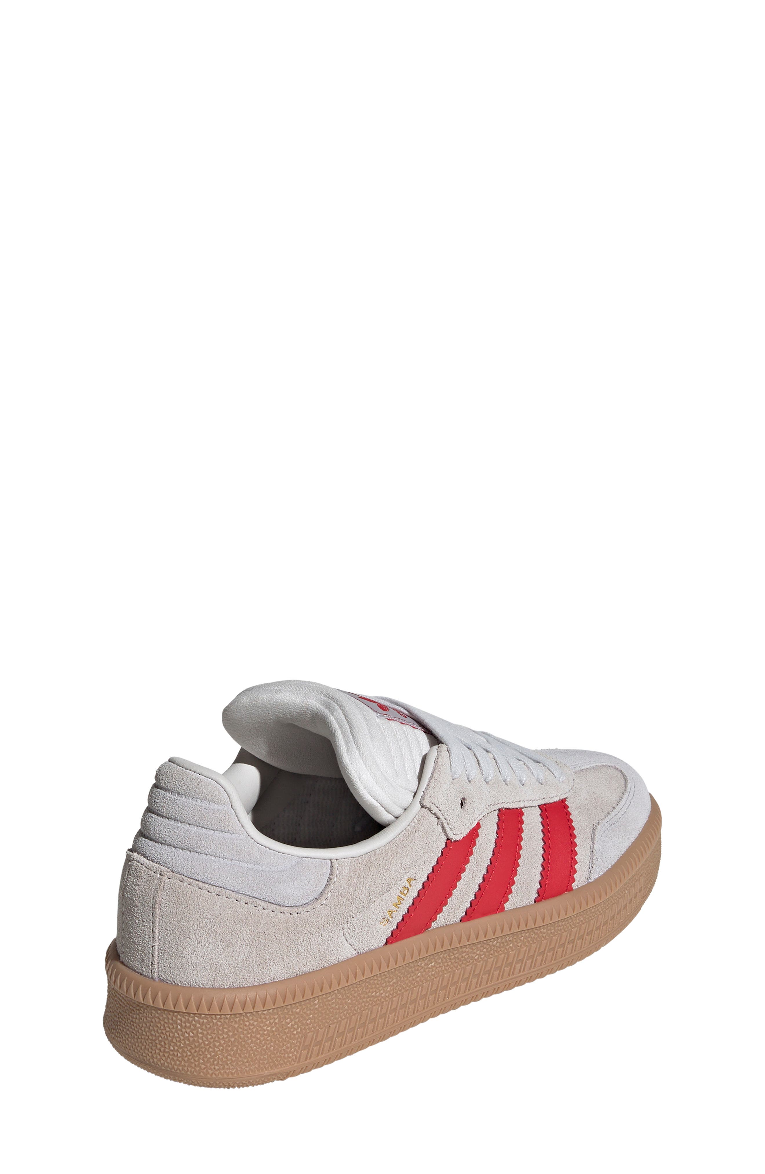adidas Kids
 Samba XLG Sneaker, Alternate, color, Grey/ Better Scarlet/ Gum