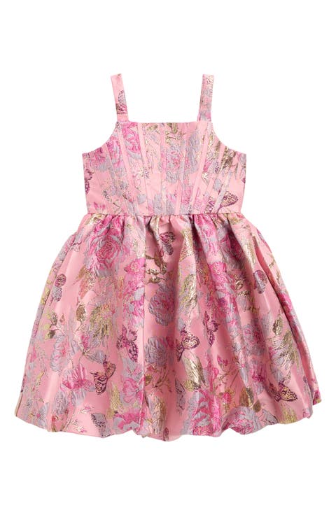 Kids' Metallic Floral Party Dress