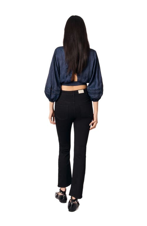 Maje Satin-look Short Top In Navy