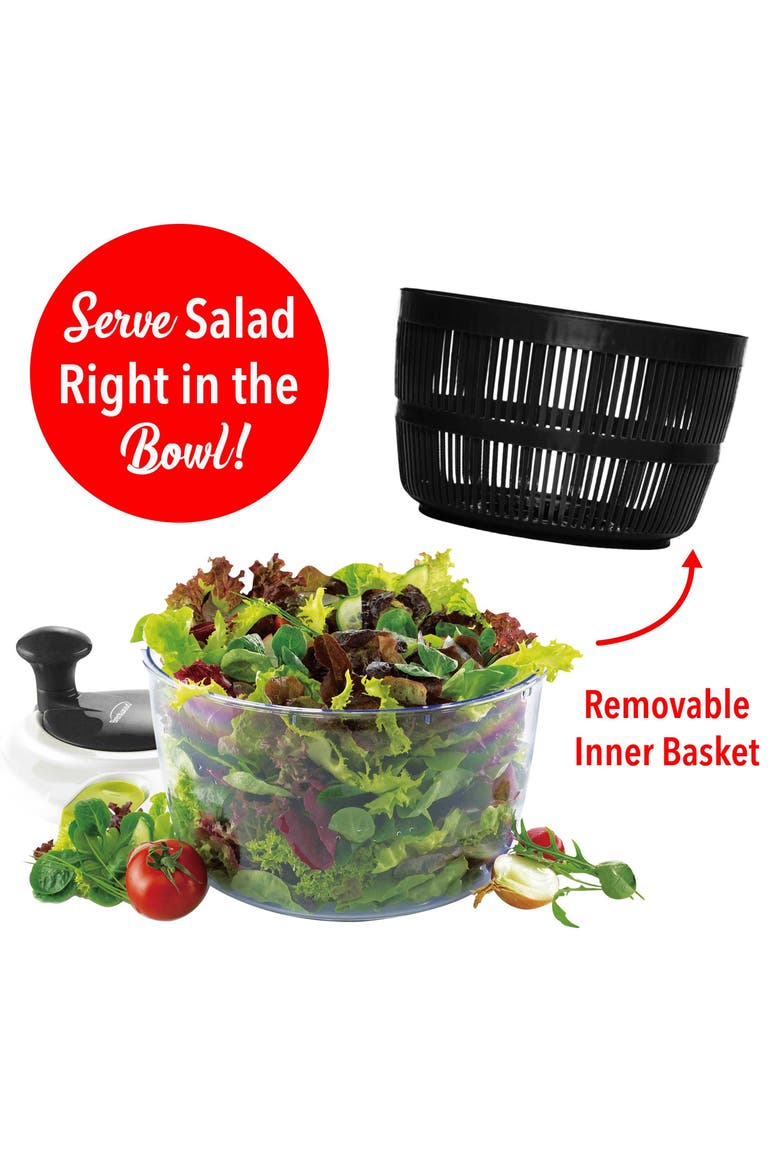 5 Quart Salad Spinner in Black with Serving Bowl, Alternate, color, Black