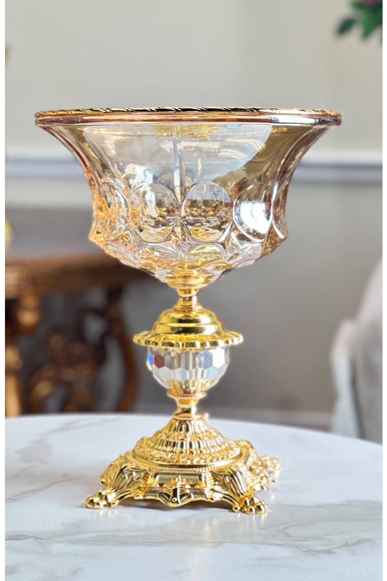 Classic Pedestal Bowl, Alternate, color, Amber