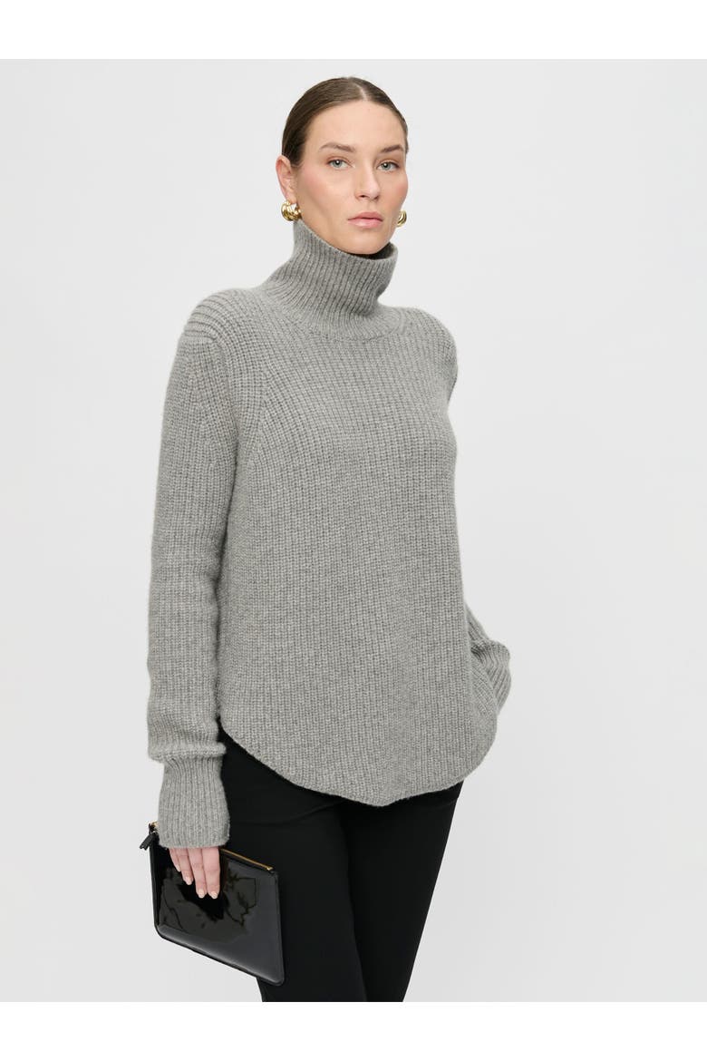 Barrie Long sleeve turtleneck ribbed sweater, Alternate, color, Grey