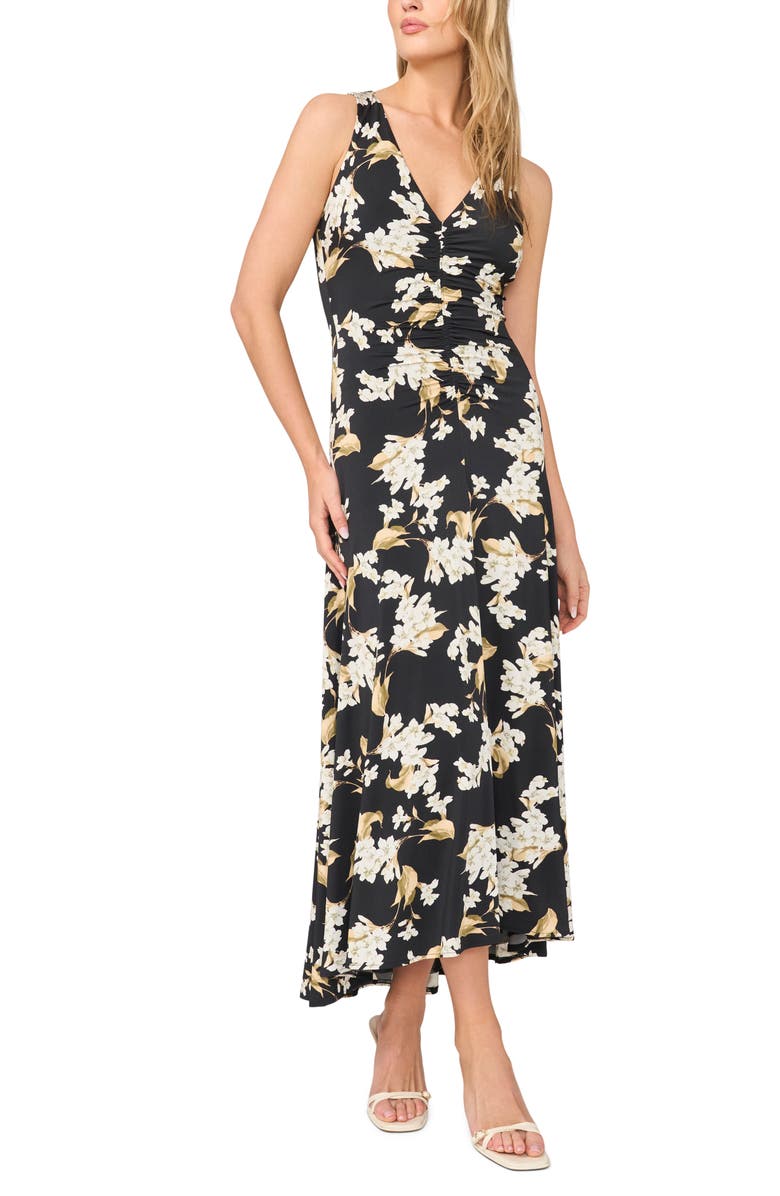 Ted Baker Ariana Floral Print Ruched Sleeveless Maxi Dress, Main, color,