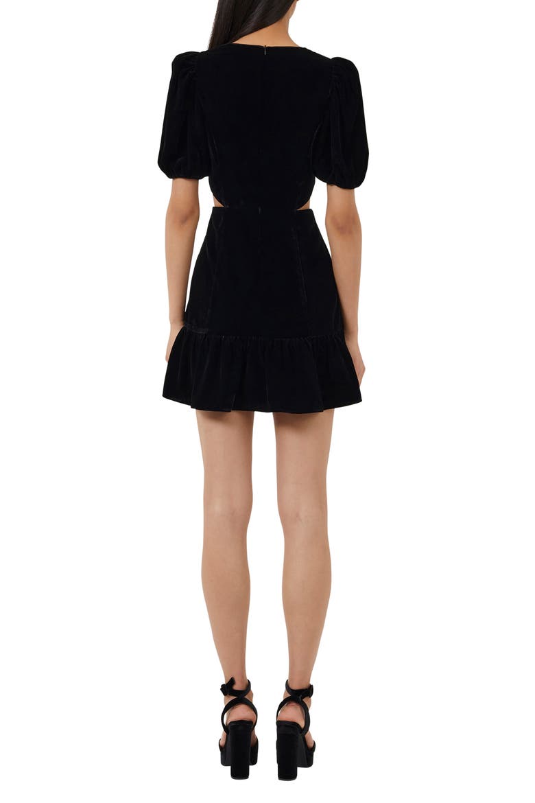 Ilvana Embroidered Cutout Velvet Minidress, Alternate, color, BLACK