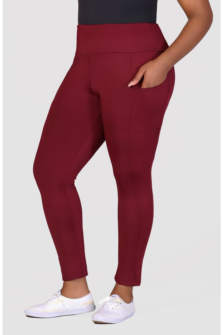 Ankle Length Pocket Leggings, Alternate, color, WINE