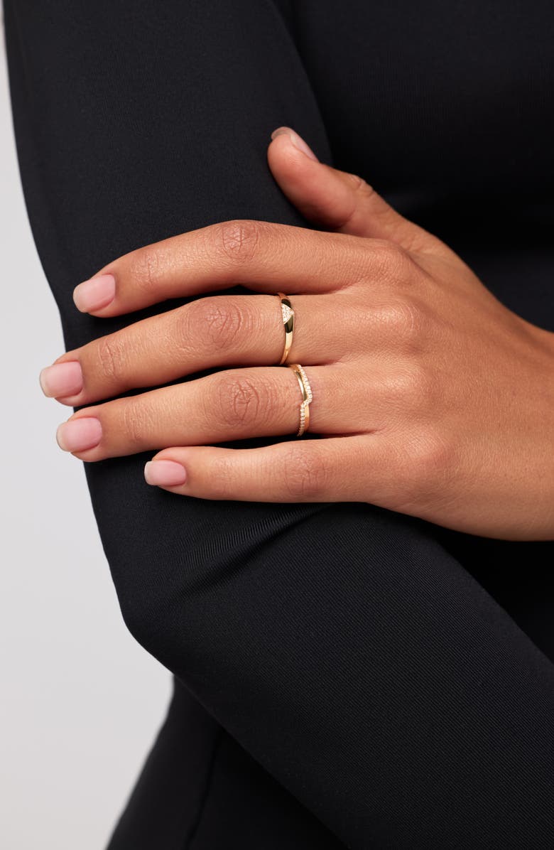 Ana Luisa Solid Yellow Gold - Trillion Diamond Signet Ring, Alternate, color, Gold