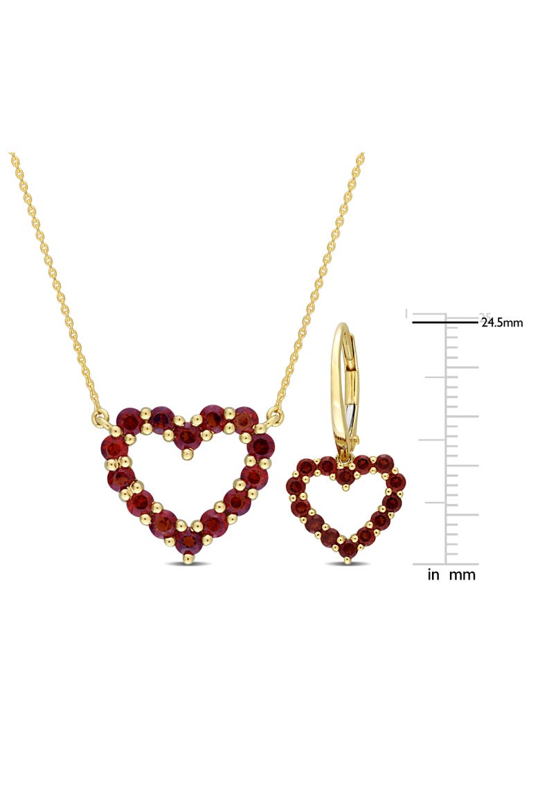 2-Piece Set Garnet Heart Earrings & Necklace, Alternate, color, Garnet