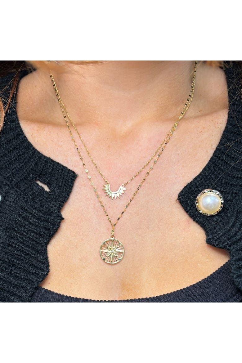 Gold Sunburst Necklace, Alternate, color, Yellow Gold