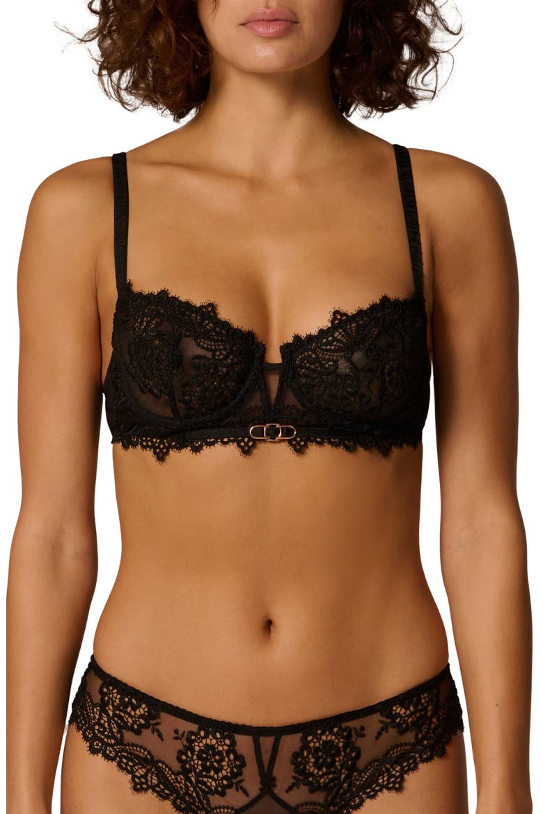 Idole Underwire Lace Demi Bra, Main, color, BLACK