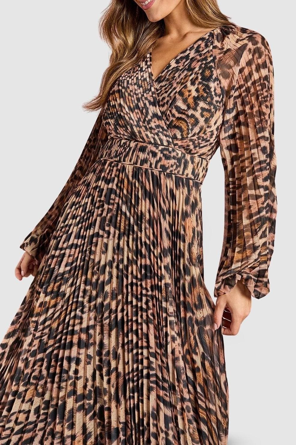 long sleeve chiffon wrap dress Women's Spring Wrap Maxi Dress Floral V Neck Long Sleeve Wedding Guest Party Casual Chiffon Dress Beige S at Amazon Women's Clothing store
