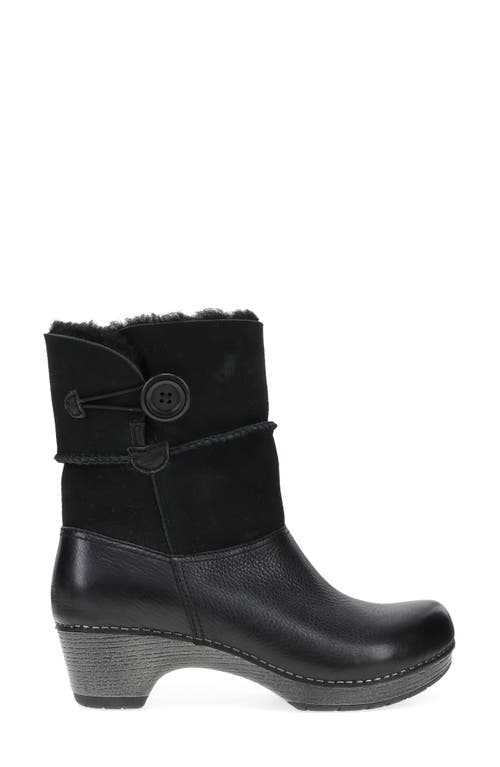 Dansko Lillith Genuine Shearling Trim Bootie In Black