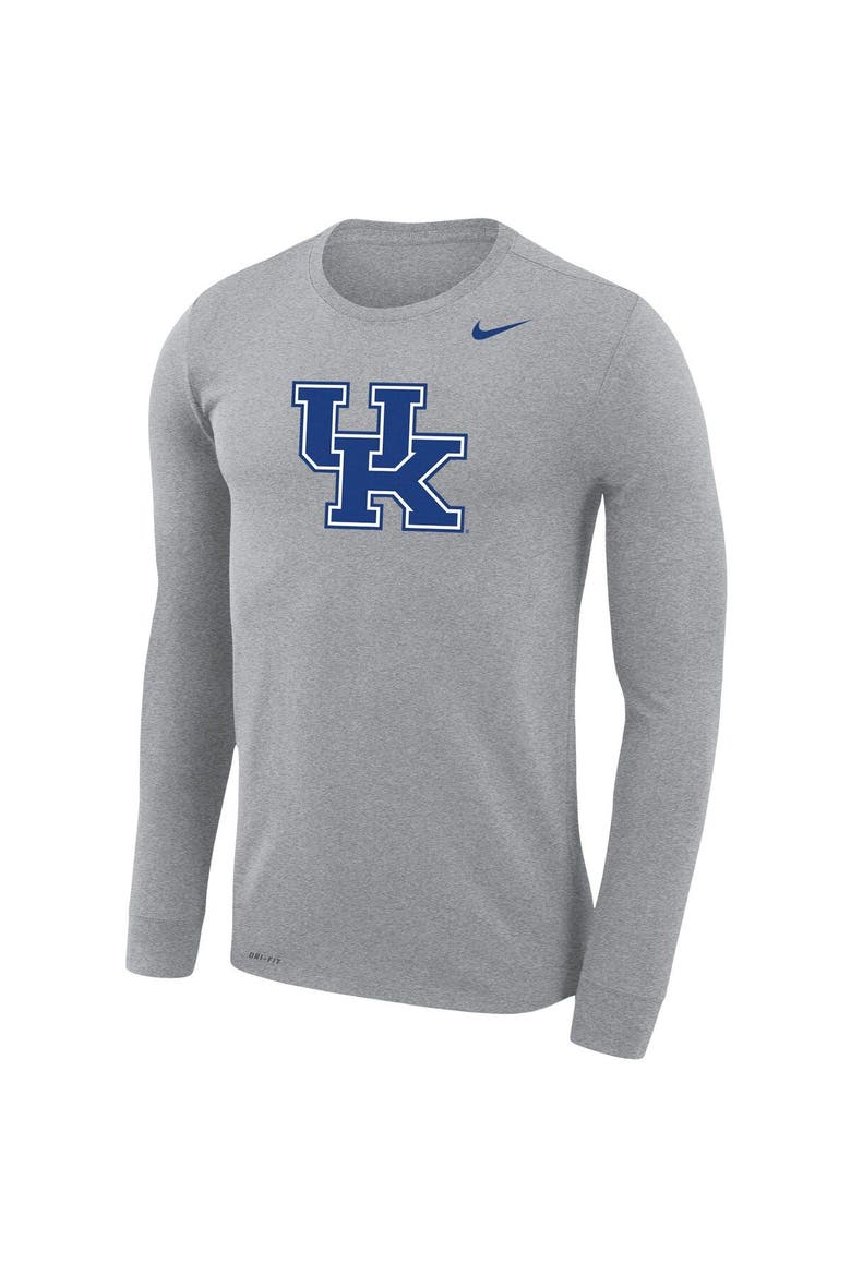 Men's Nike Heathered Gray Kentucky Wildcats School Logo Legend Performance Long Sleeve T-Shirt, Alternate, color, Heather Gray