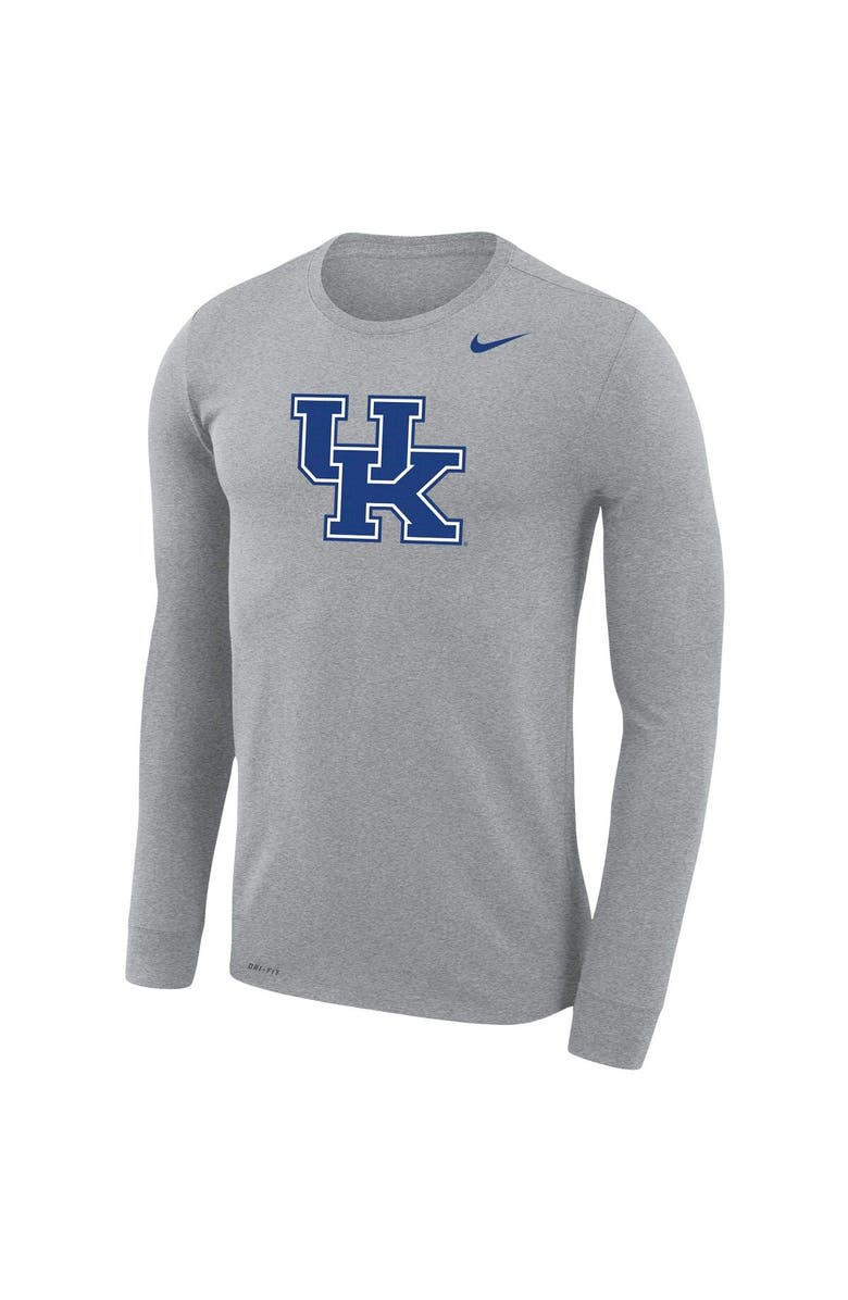 Nike Men's Nike Heathered Gray Kentucky Wildcats School Logo Legend Performance Long Sleeve T-Shirt, Alternate, color,