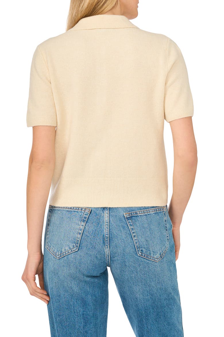 Short Sleeve Polo Sweater, Alternate, color, BIRCH