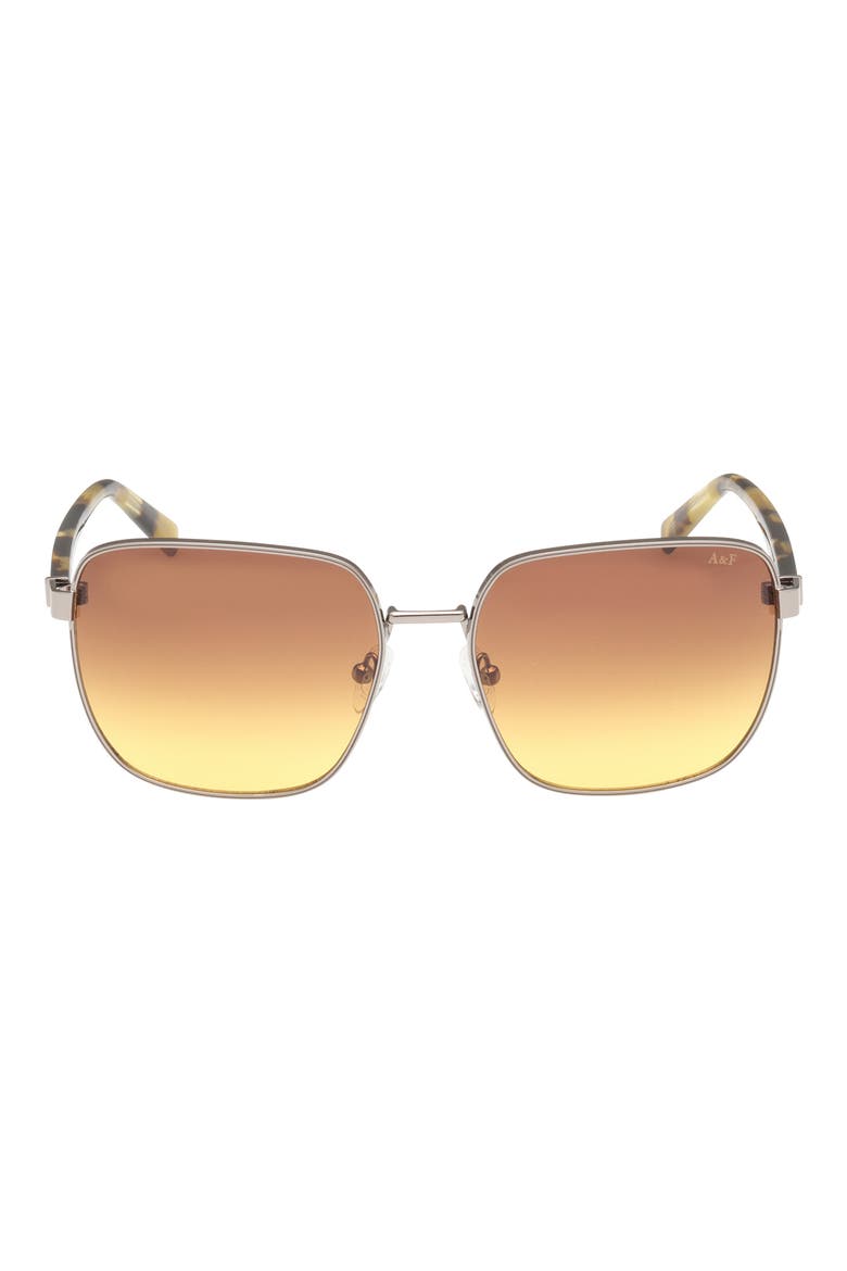 58mm Gradient Square Sunglasses, Main, color, SHINY LIGHT NICKELTIN / BROWN