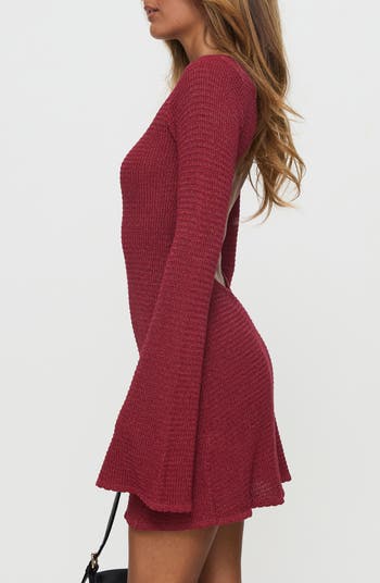 Rhapsody Back Cutout Long Sleeve Knit Minidress