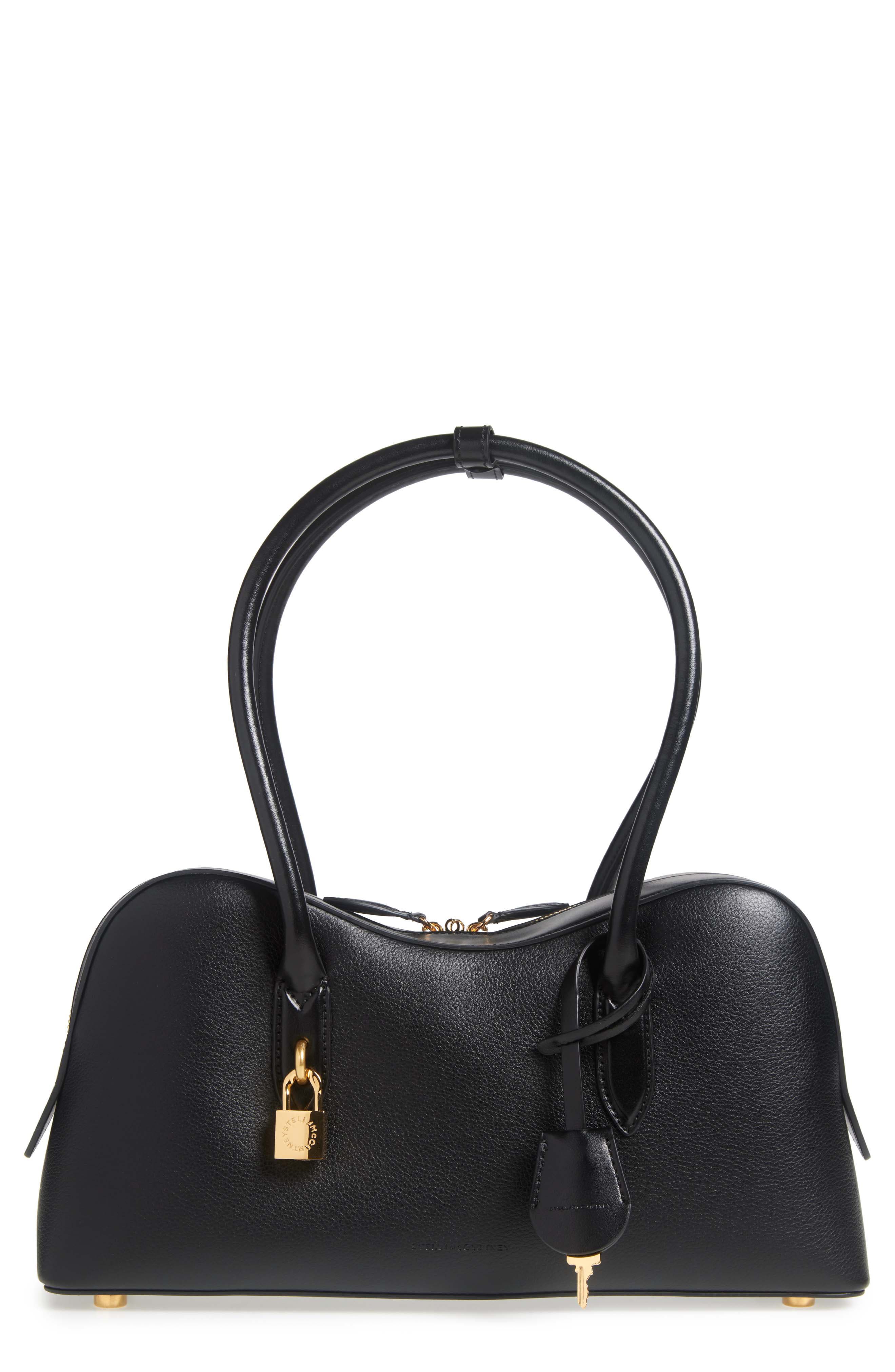 Stella McCartney Ryder Faux Leather Shoulder Bag, Main, color, Black