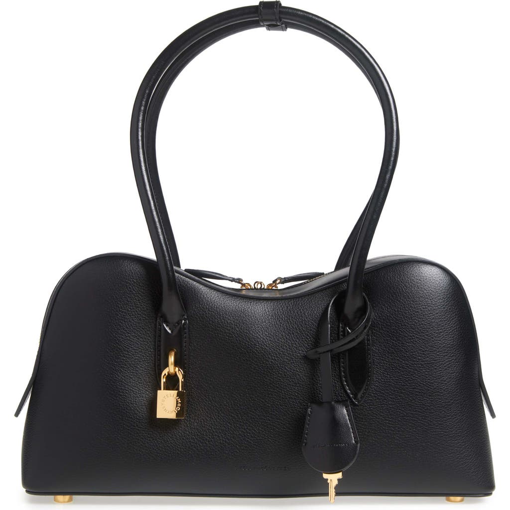 Stella Mccartney Structured Shape Shoulder Bag With Gold-tone Hardware In Black