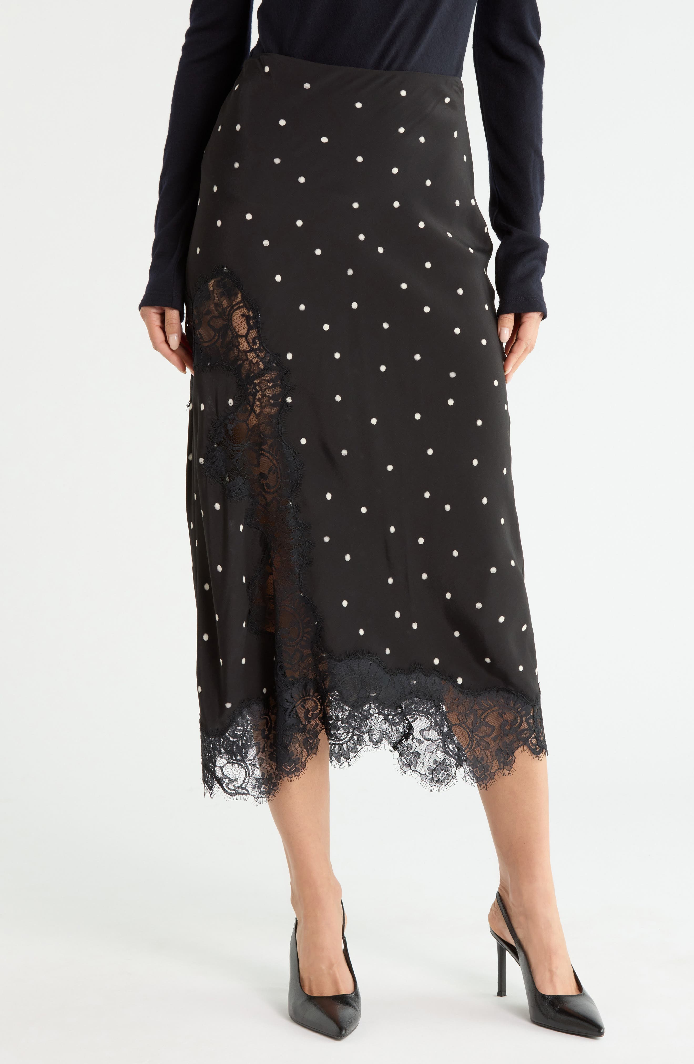 Olivia Lace Trim Midi Skirt
