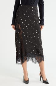 A.L.C. Olivia Lace Trim Midi Skirt