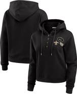 WEAR by Erin Andrews Women's WEAR by Erin Andrews  Black New Orleans Saints Waffle Hoodie Pullover Top