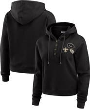 WEAR by Erin Andrews Women's WEAR by Erin Andrews Black New Orleans Saints Waffle Hoodie Pullover Top