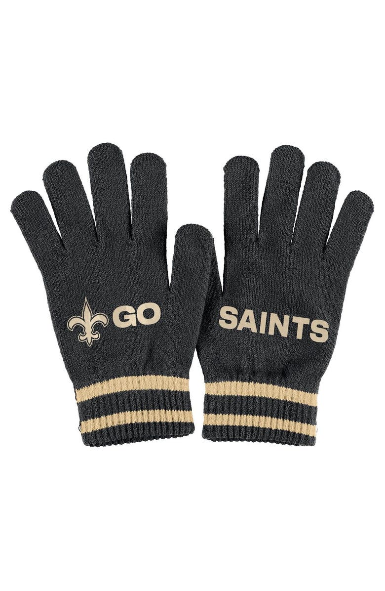 WEAR by Erin Andrews Women's WEAR by Erin Andrews  Black New Orleans Saints Double Jacquard Cuffed Knit Hat with Pom and Gloves Set, Alternate, color, 