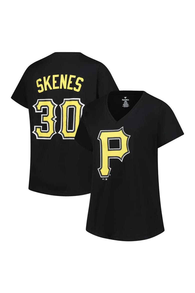 Women's Profile Paul Skenes Black Pittsburgh Pirates Plus Size Name & Number V-Neck T-Shirt, Main, color, Black