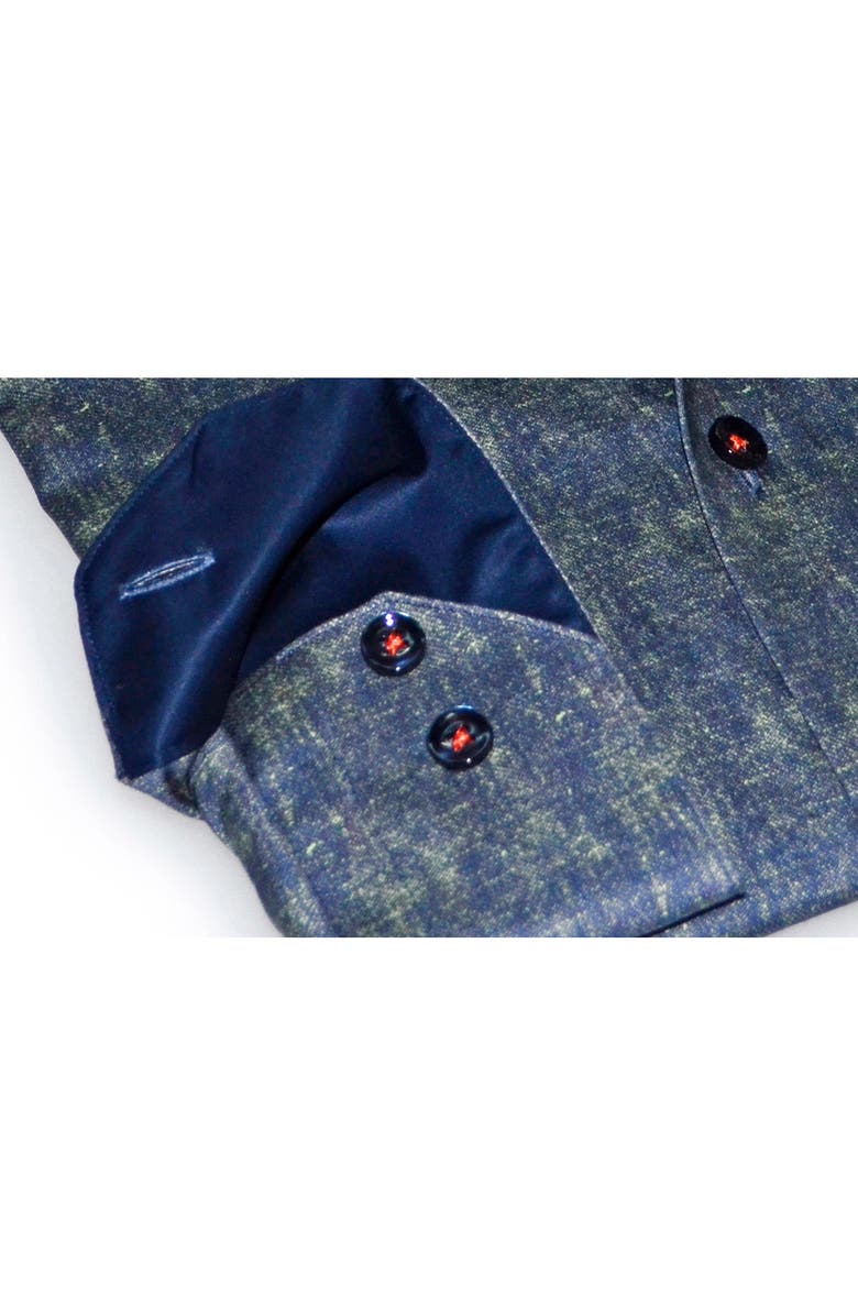 LEVINAS Contemporary Fit Modern Business Dress Shirt, Alternate, color, Green Mist Print