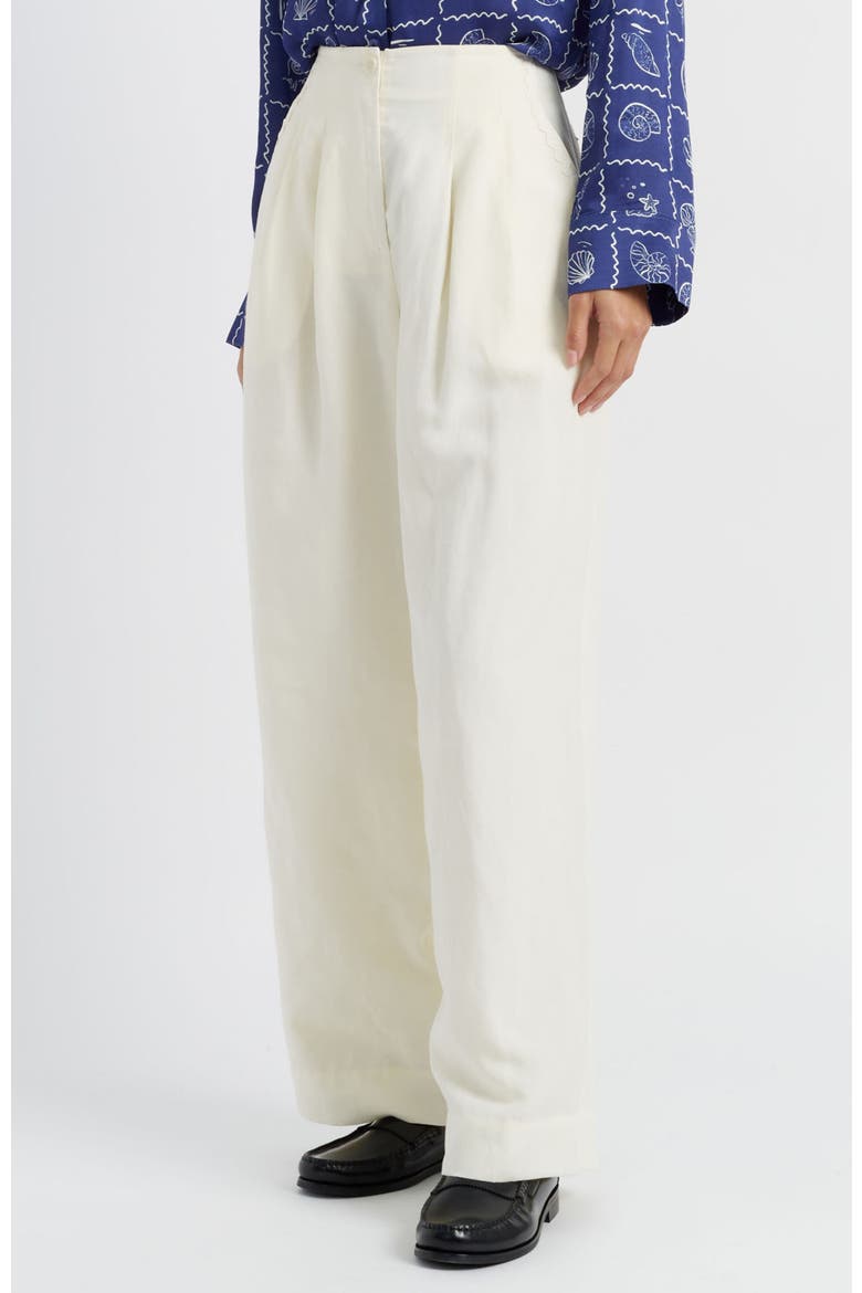 Linen Blend Wide Leg Trousers, Main, color, Cream