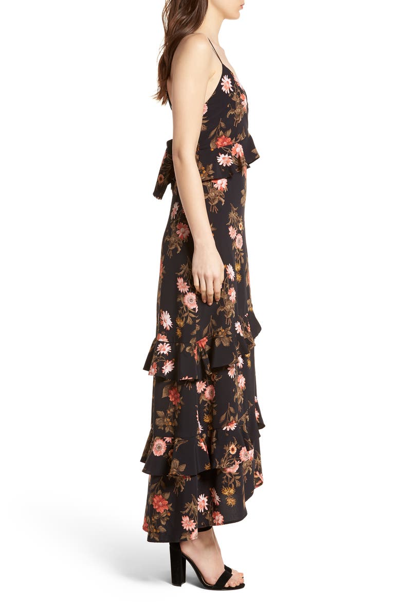 Tiered Maxi Dress, Alternate, color, BLACK FLORAL