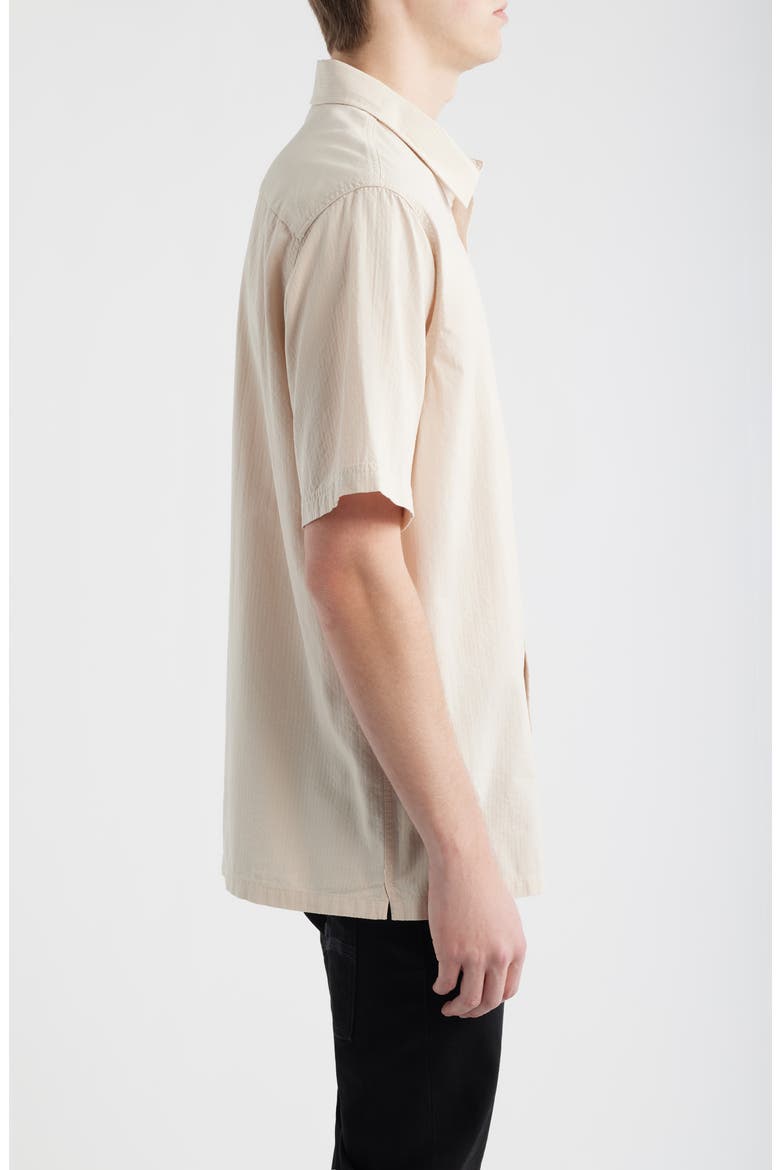 Short Sleeve Cotton Seersucker Button-Up Shirt, Alternate, color, VINTAGE WHITE