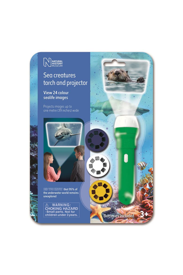 Natural History Museum Sea Creatures Flashlight and Projector, 24 Color Sea Life Images, Main, color, Green