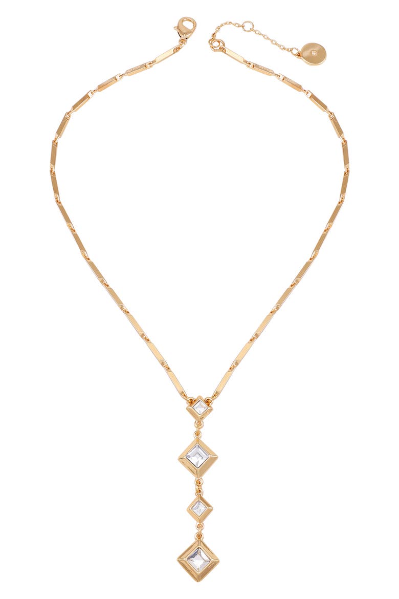 Geometric Crystal Pendant Necklace, Main, color, GOLD TONE