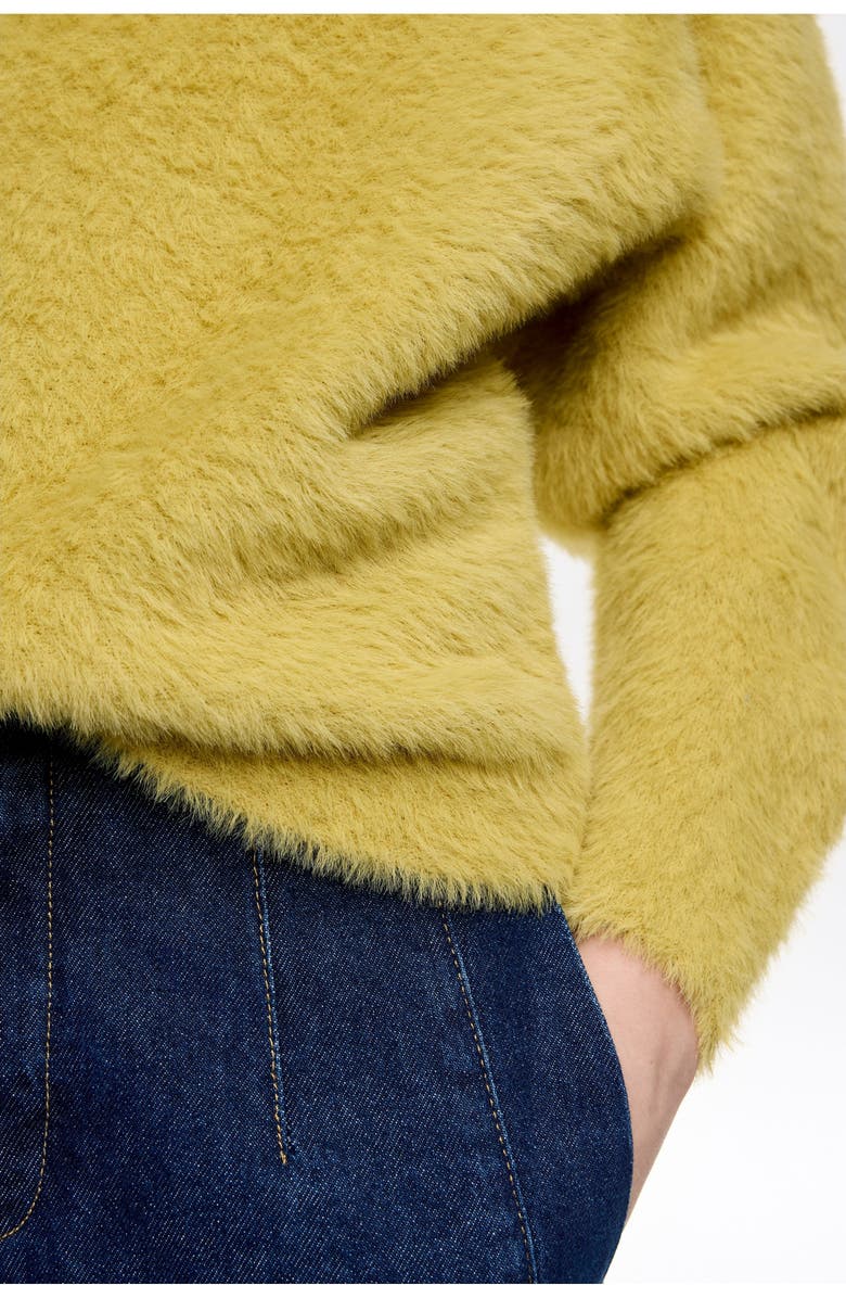 Bimba y Lola Fur High Neck Sweater, Alternate, color, Mustard