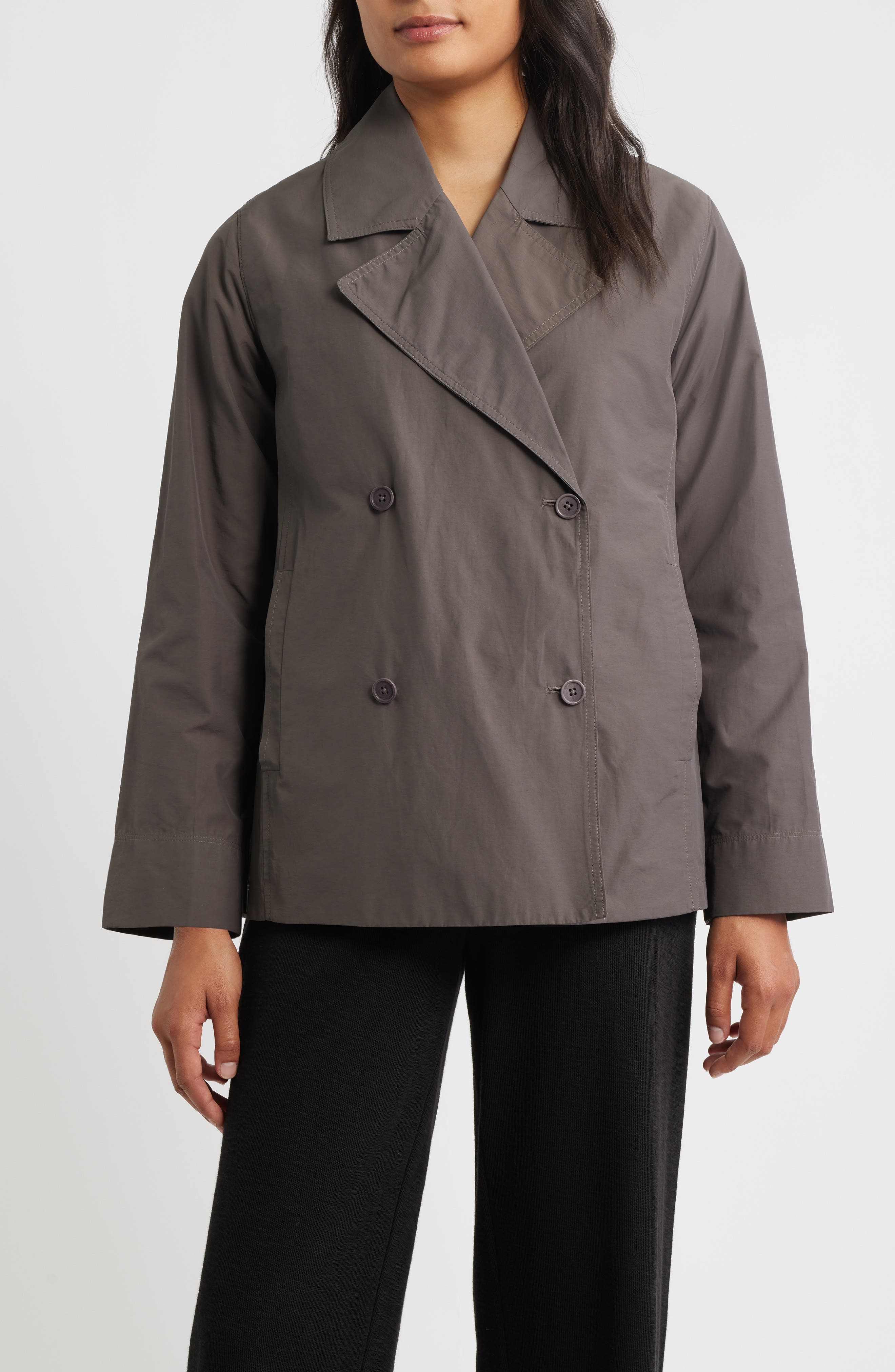 Eileen Fisher Organic Cotton Blend Crop Trench Coat