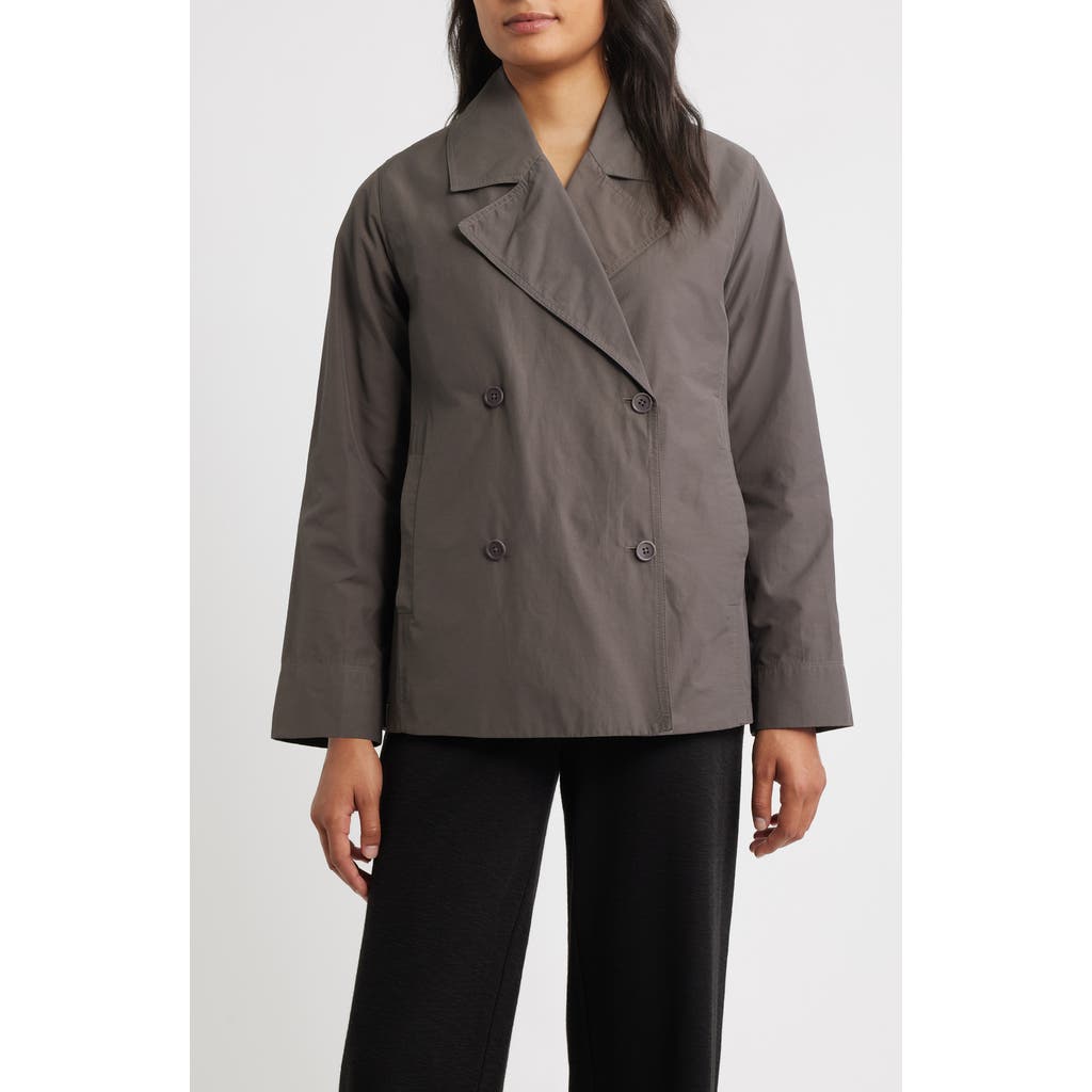 Eileen Fisher Organic Cotton Blend Crop Trench Coat In Gray