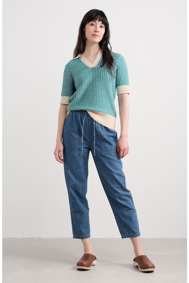 Reed Organic Cotton Johnny Collar Polo Sweater, Alternate, color, KNIT DOWNWIND CHALK EMULSION