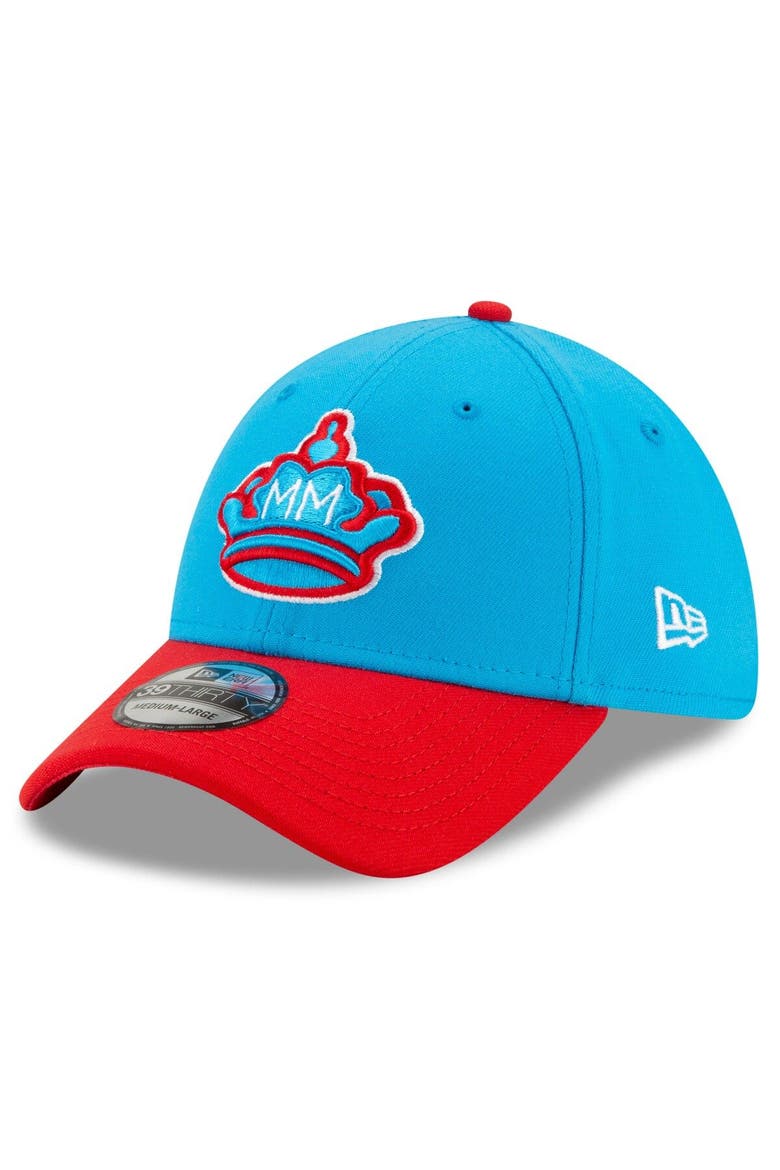 Men's New Era Blue/Red Miami Marlins 2021 City Connect 39THIRTY Flex Hat, Main, color, Blue