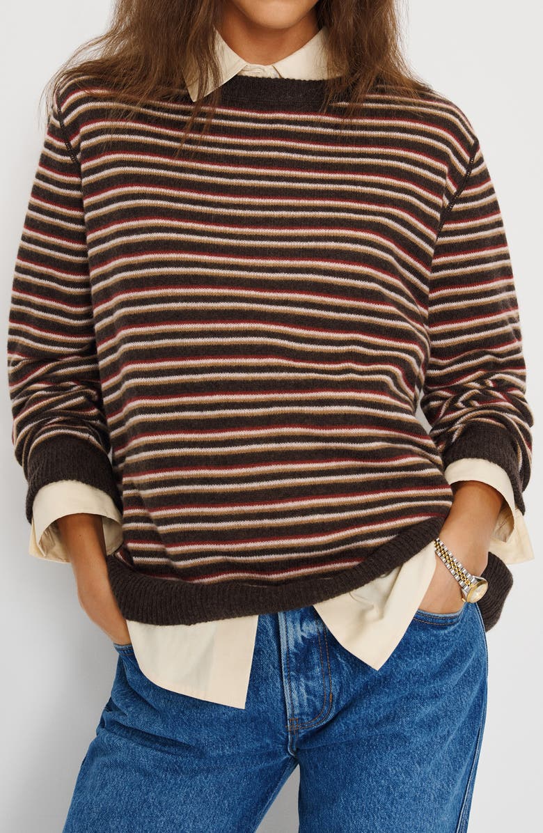 Reformation Stripe Cashmere Sweater, Main, color, Compost Multi Stripe