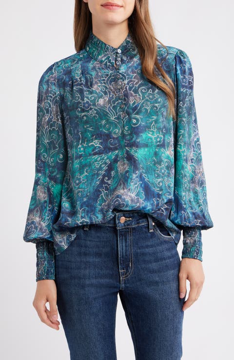 Smocked Cuff Long Sleeve Top