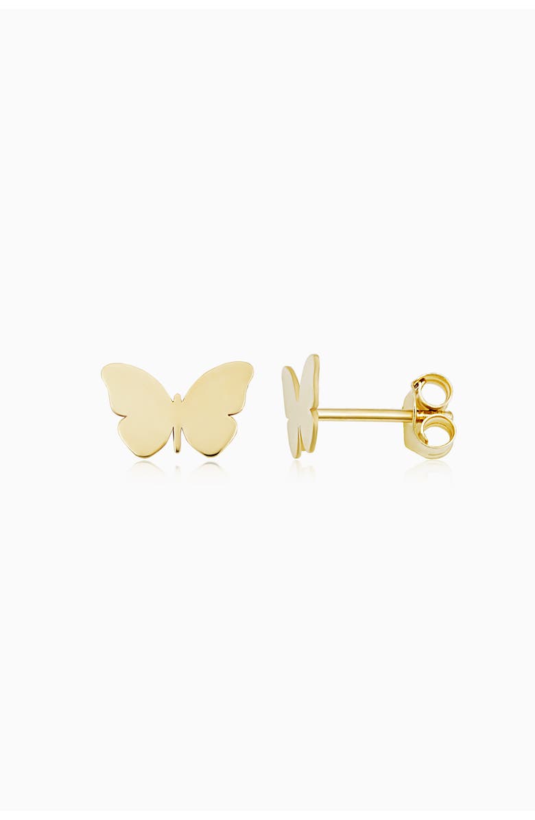Oradina 14K Yellow Gold ESC Butterfly Studs, Alternate, color, Yellow Gold